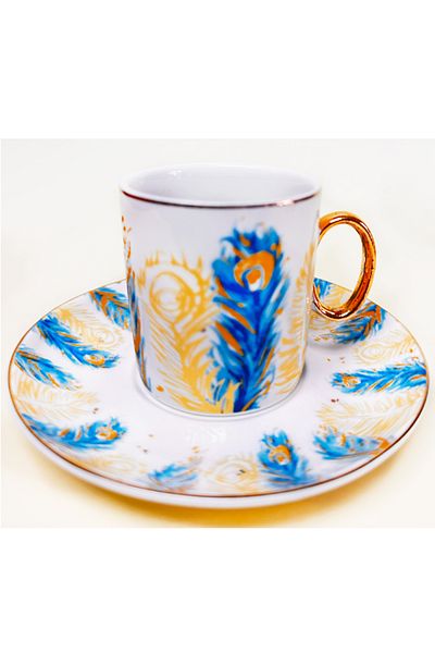 GÖNÜL TWO PERSON FLOWER CUP SET MODERN BLUE