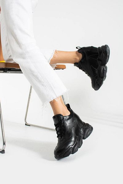 Leyna Pantofi sport cu toc cu pană Stiva Black High Hidden pentru femei