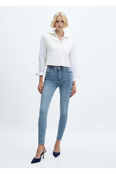 MANGO Woman Blugi skinny cu talie înaltă