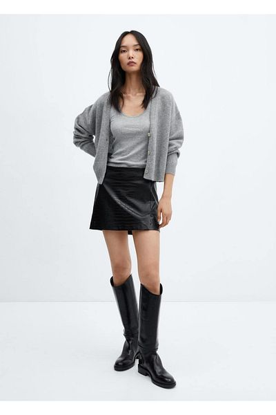 MANGO Woman Crocodile Skin Look Mini Skirt