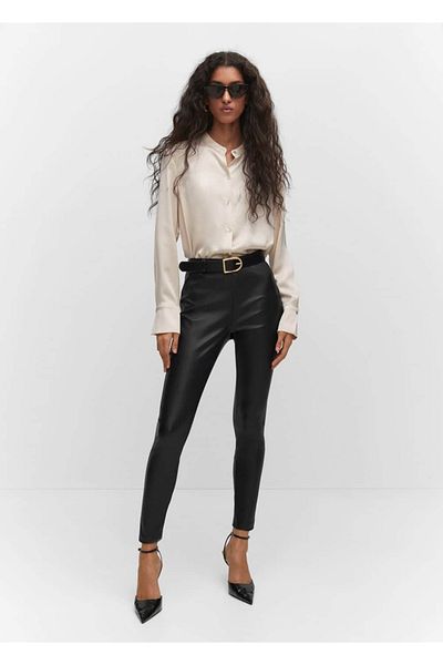 MANGO Woman Leggings in Lederoptik
