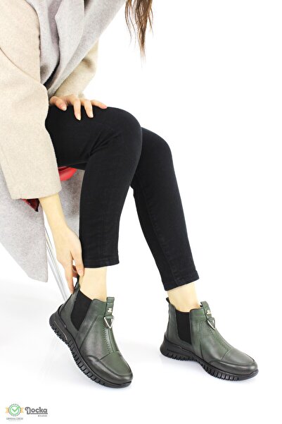 DOCKA Kadın Hakiki Deri Lastikli Ortopedik Yumuşak Deri Günlük Bot