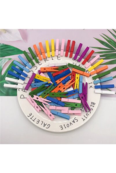 Bluokbeauty 24 bucăți 25 mm ornament foto decorativ agrafe colorate din lemn