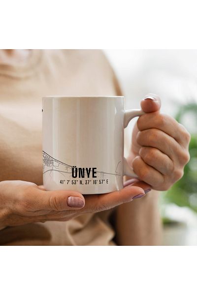 Melouro Ünye City Map Printed Porcelain Mug 300 ml
