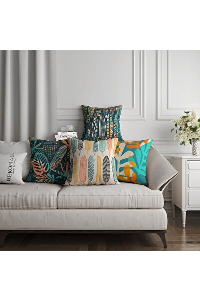 dekomall home & living Διπλής όψης Πολύχρωμα Φύλλα Παπλωματοθήκη 4 τεμαχίων 404
