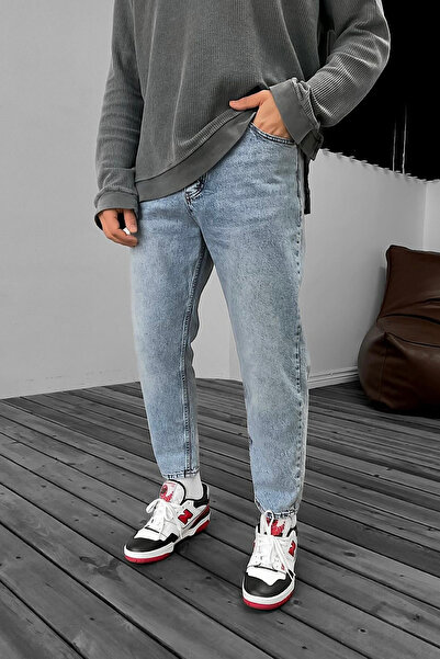 BDRMAN Boyfriend Mavi Taşlamalı Kot Pantolon