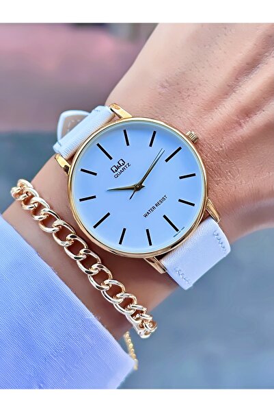 Q&Q QQ Kadın Kol Saati Deri Kordon Su Geçirmez 2 Yıl Garantili