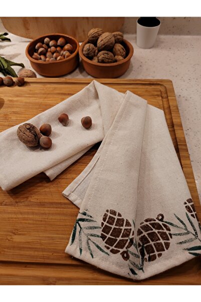 HMM DESİGN Pamuk Keten Kurulama Bezi, Mutfak El Havlusu, Yılbaşı Havlusu, Yeni Yıl Kurulama Çam Ağacı Geyik