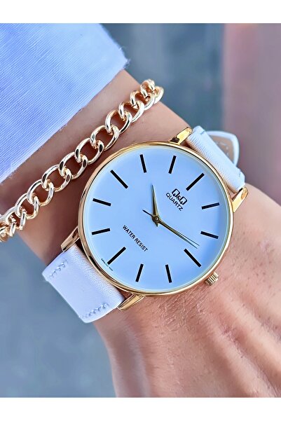 Q&Q QQ Kadın Kol Saati Deri Kordon Su Geçirmez 2 Yıl Garantili