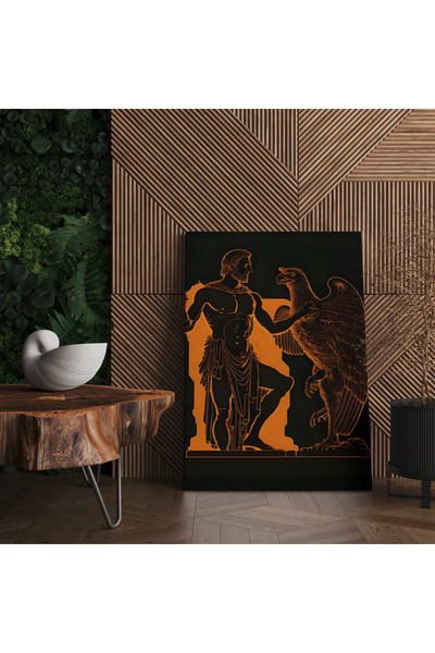 RUGSMODERN Kanvas Tablo Yunan Tanrısı Ve Şahinli Temalı