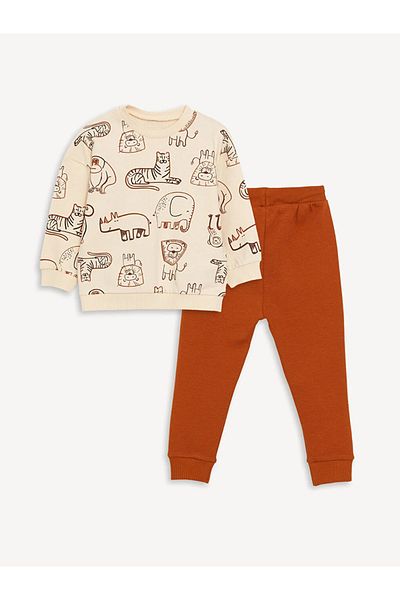 LC Waikiki lCW Baby CrEw NEck long SlEEvE SwEatshirt and SwEatpants 2 PiEcEs SEt for Baby Boy - PrintEd