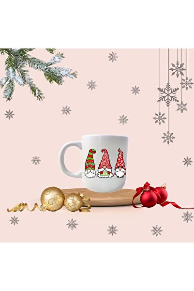 Noel Yılbaşı Bıyıklı Noel Baba Figürlü Merry Christmas Kupa Bardak