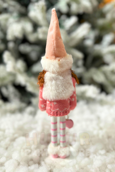 Huzur Party Store 25 Cm Sevimli Kız Fındıkkıran Pembe Kıyafetli Kızıl Saçlı Kurşun Asker El Yapımı Yılbaşı Süsü Dekoru