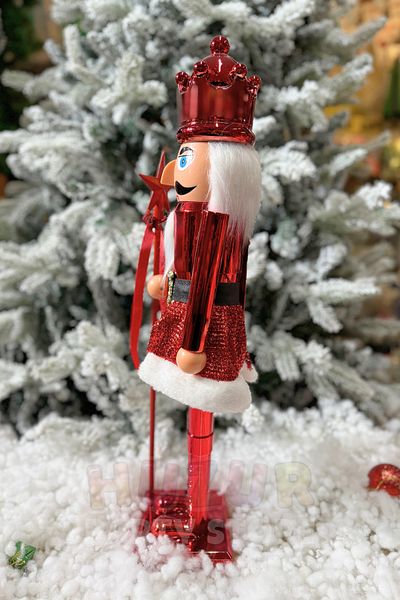 Huzur Party Store 60 Cm Nutcracker Metallic Red Colored Tin Soldier Handmade Christmas Ornament with Openable and Closable Mouth
