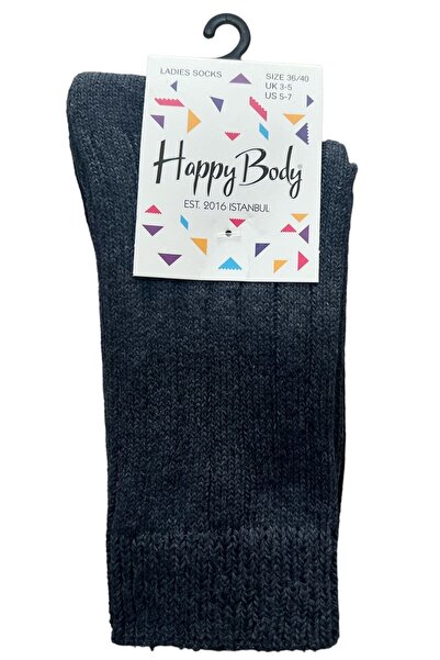 Happybody Çorap Organik Viskon Kadın 2'li Soket Ribanalı Çizme Bot Çorap Yıkamalı Sıkmayan Lastik