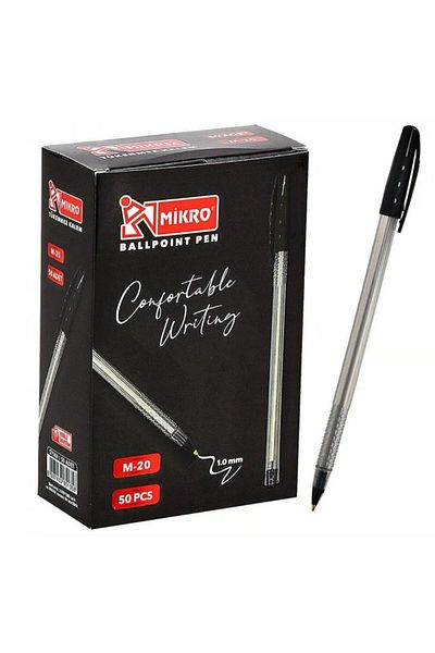 Mikro Ballpoint Pen Black M-20 (Pack of 50)