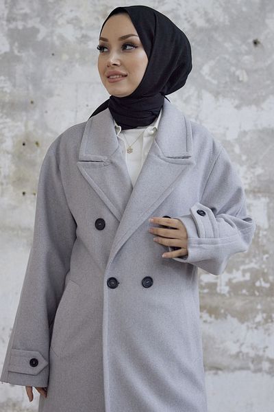 InStyle Παλτό κασιιού με κουμπιά Libby - Γκρι