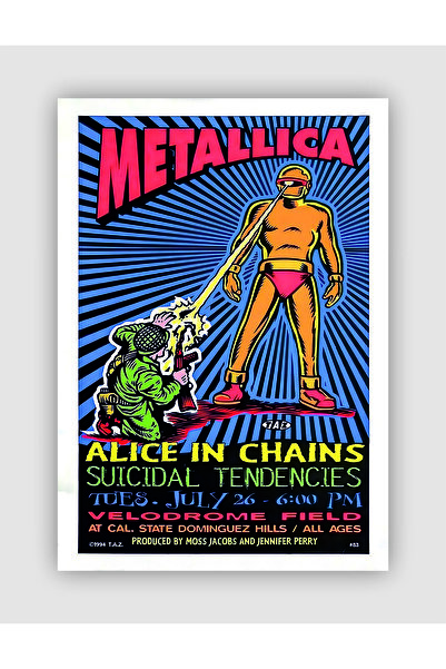 Metallica Alice In Chains Suicidal Tendencies Vintage Wall Poster - Wall Decor - Thick Paper