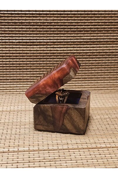 Mai Epoksi Yüzük Kutusu, Ahşap Epoksi Yüzük Kutusu, Epoksi Kolye Takı Kutusu, Epoksi Hediye Kutusu