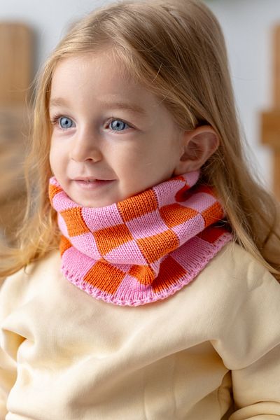 Mama Yoyo Baby&Kids Orange-Pink Knitwear Neck Collar - 100% Cotton - 1-8 Years Compatible