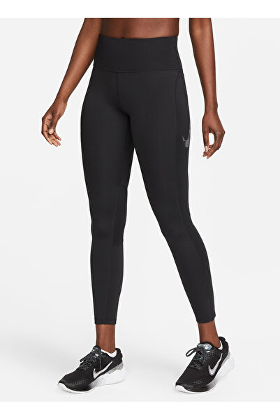 Nike Siyah - Gri - Gümüş Kadın Tayt FB4656-010 W NK DF FST MR 7/8 TGHT