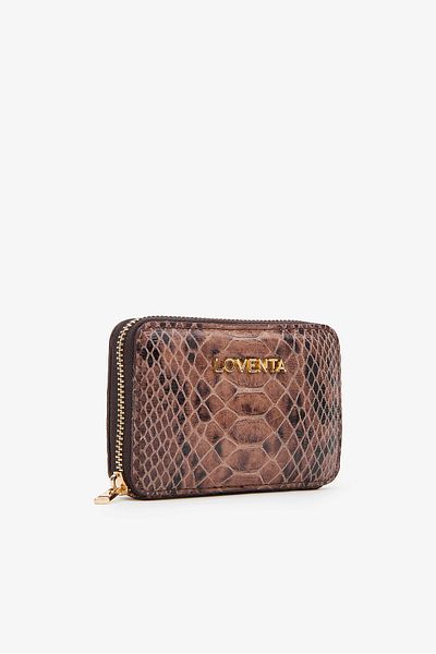 LOVENTA Genuine Leather Zippered Card Holder Wallet Blanca