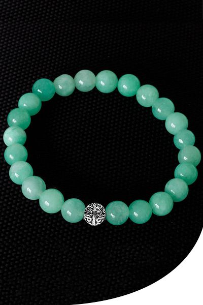 Tesbih Atölyesi Certified Amazonite Stone Bracelet - With Silver Device