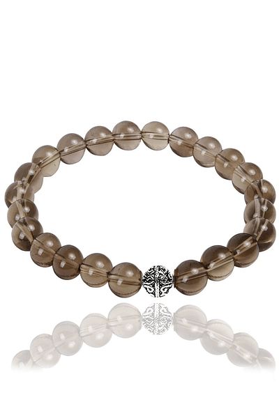 Tesbih Atölyesi Certified Smoky Quartz Stone Bracelet - With Silver Device