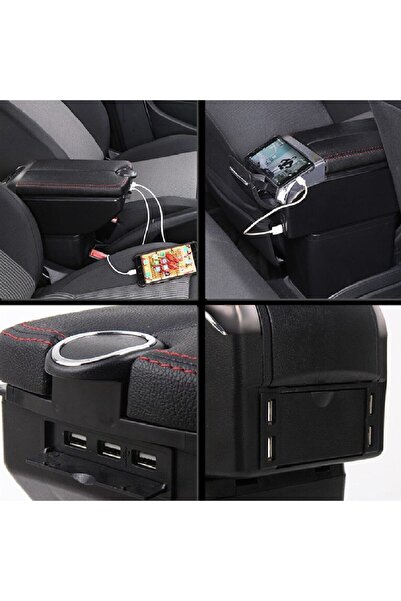 C9 Oto Kolçak Kol Dayama Çift Açılır 7 Usb Girişli Tüm Araçlara Uyumlu Kolçak Bej
