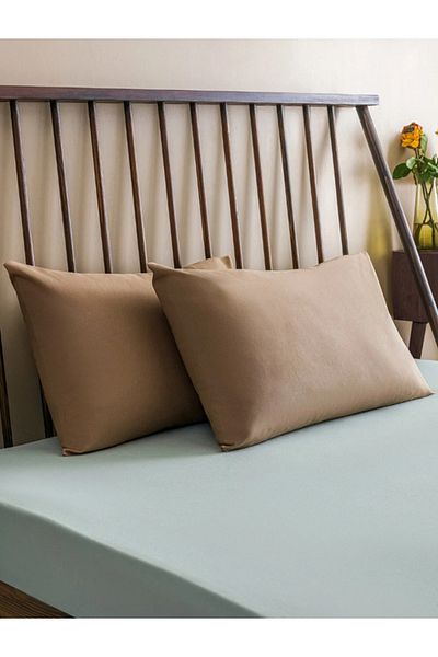 LC Waikiki Plain Colored 2-Piece Pillow Case with Milk Coffee Taste
