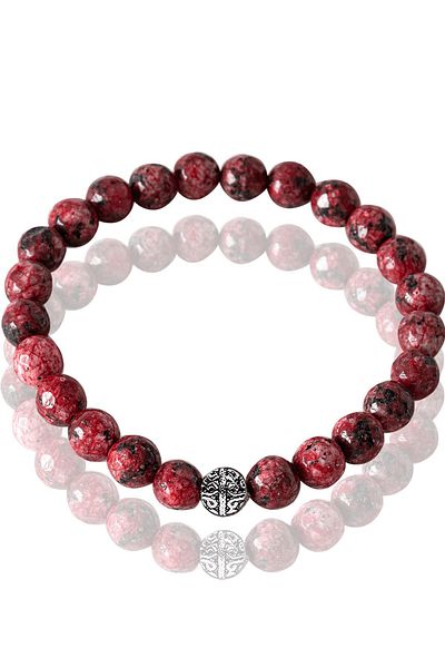 Tesbih Atölyesi Certified Faceted Red Quartz Stone Bracelet - With Silver Device