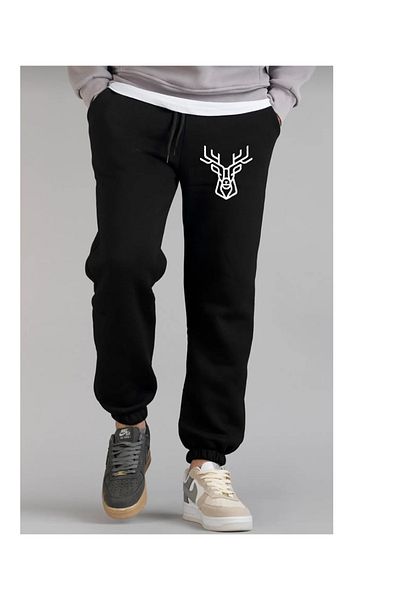 belean Ανδρικό Jogger Basic Παντελόνι Φόρμας Με σχέδιο Ελάφι