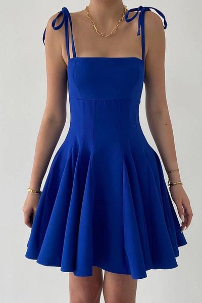 WOMAN VISION Rochie Saks cu bretele subțiri din țesătură Atlas cu tăietură prințesă pentru femei 164