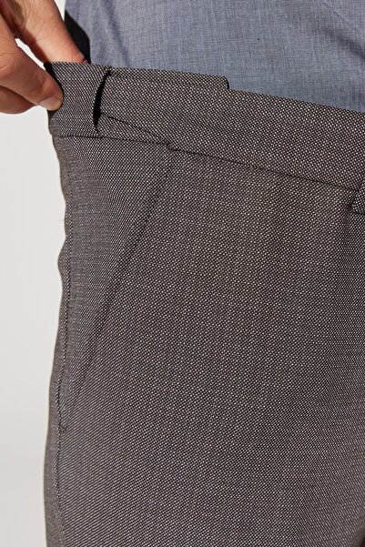 ALTINYILDIZ CLASSICS Ανδρικό παντελόνι σε στενό κόψιμο σε καφέ Slim Fit με ελαστική μέση