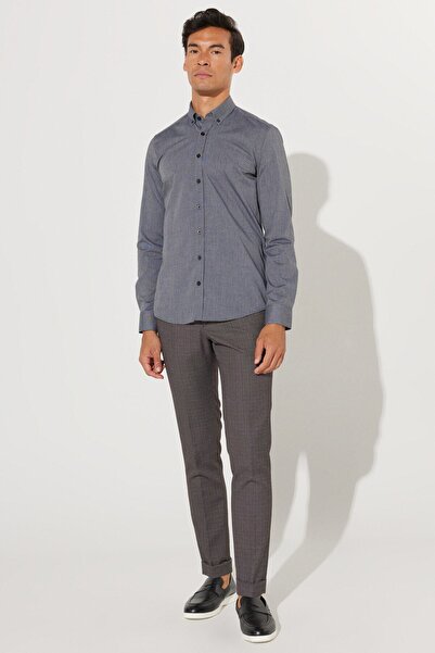 ALTINYILDIZ CLASSICS Ανδρικό παντελόνι σε στενό κόψιμο σε καφέ Slim Fit με ελαστική μέση