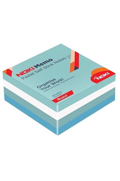 Noki Adhesive Note Paper Cube 400 Sheets 75x75 Pastel Ice