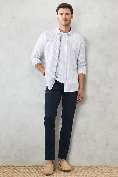 AC&Co / Altınyıldız Classics Férfi sötétkék Slim Fit Slim Fit 5 zsebes, rugalmas chino nadrág