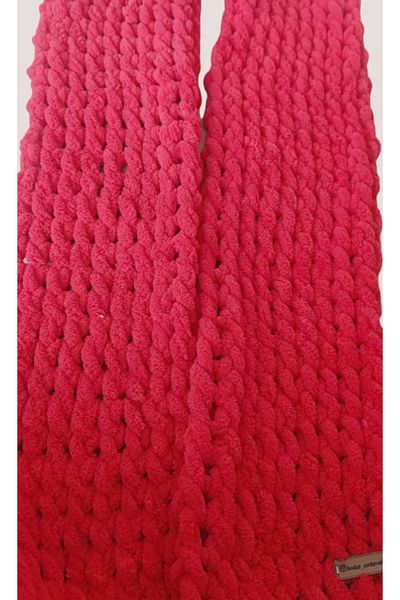 BODUR EMBROIDERY Eșarfă Puffy 100% Tricotat manual 200 * 22 Cm ROȘU