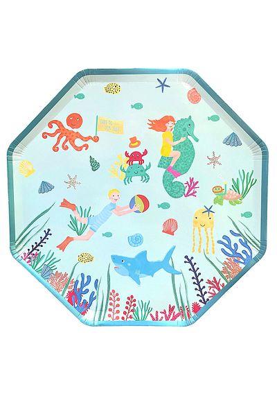 BalinMandalin Undersea World Octagonal Cardboard Plate 8 Pieces