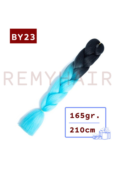 REMY HAİR شعر مجدول أفريقي - أسود تركواز فاتح BY23 - 165 جرام