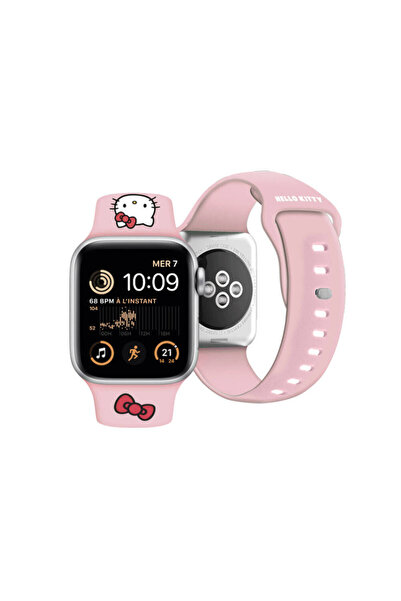 Hello Kitty Apple Watch 40mm Uyumlu Lisanslı Yazı Logolu Fiyonk & Kitty Head ...