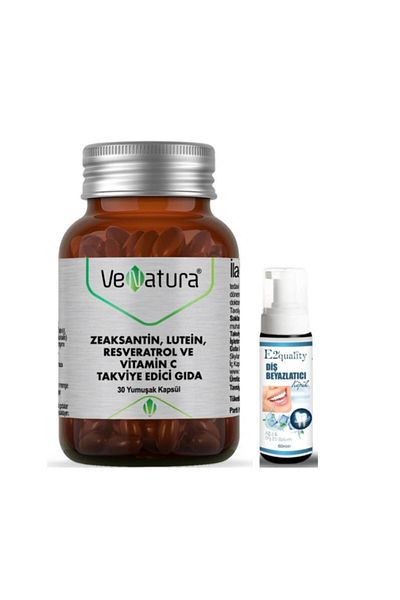 VeNatura Zeaxanthin Lutein Resveratrol and Vitamin C - 30 Soft Capsules Food Supplement - Dental White