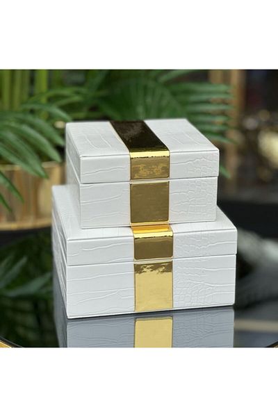 PELLE DESİGN 2-Piece leather box object decorative