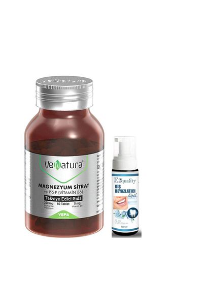 VeNatura Magnesium Citrate Vitamin B6 Supplementary Food 60 Tablets Teeth Whitening Mousse Gift