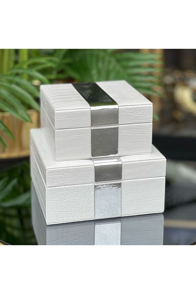 PELLE DESİGN 2 Pieces Leather Box Object Decorative