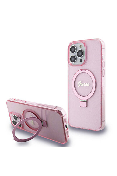 Guess iPhone 15 Pro Max Uyumlu Kılıf Guess Lisanslı Magsafe Özellikli Simli R...