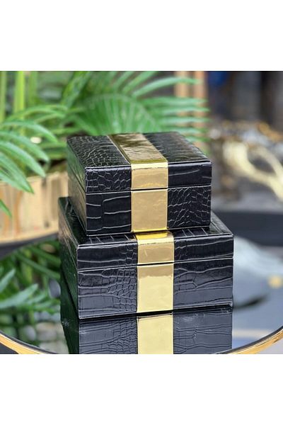 PELLE DESİGN 2-Piece leather box object decorative