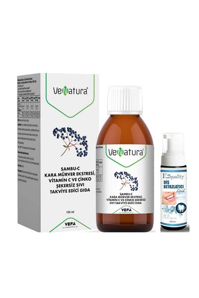 VeNatura Sambu-C Black Elderberry Extract Food Supplement 150 ml - Teeth Whitening Foam Gift