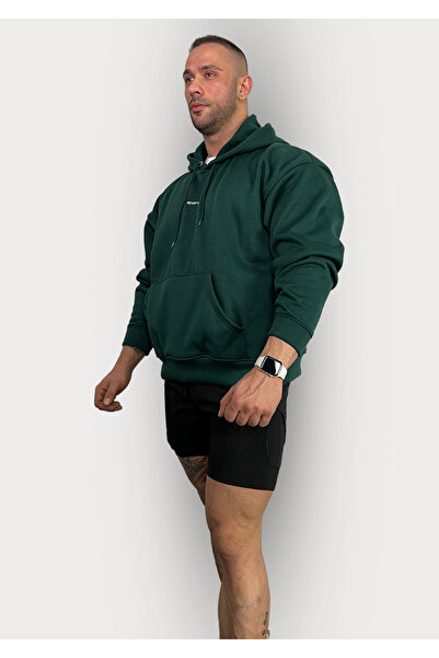 Sporcum Oversize Pamuklu 3 Iplik Unisex Asker Yeşili Hoodie