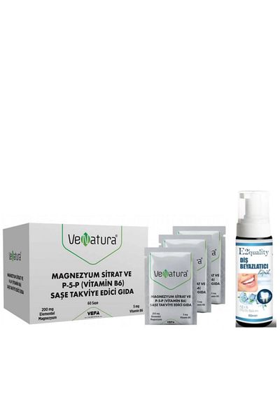 VeNatura Magnesium Citrate P-5-P Vitamin B6 60 Sachets - Teeth Whitening Gift Foam